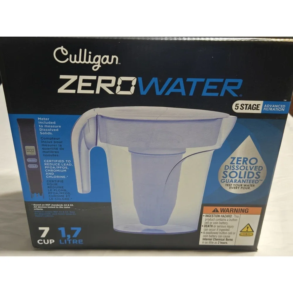 Culligan Zerowater 7-Cup - 1.7 Liter Water Pitcher - Filtration With Tester. NIB